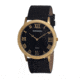 Breed George Mens Watch, Black Leather Band, Gold Bezel, Black Analog Dial, Gold Hand BRD2205
