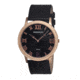 Breed George Mens Watch, Black Leather Band, Rose Gold Bezel, Black Analog Dial, Rose Gold Hand BRD2206