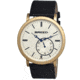 Breed Maxwell Mens Watch, Black Leather Band, Gold Bezel, Silver Analog Dial, Blue Hand BRD4103