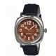 Breed Mozart Mens Watch, Black Leather Band, Silver Bezel, Brown Analog Dial, Silver Hand BRD4201