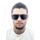 Sunglasses Apollo 006BK, Black Titanium Frame, Blue/Yellow  Lens