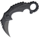Brous Blades Enforcer Linerlock Acid Stonew Folding Knife, 2.75in Acid Washed Finish SS Karambit Blade, Black Sculpted Polymer Handle, Finger Ring, Pocket Clip, Extended Tang, BRBM001A