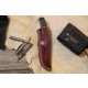 Browning Buckmark Hunter Fixed Blade Knife, 3.125in, 8Cr13MoV, Drop Point, Zebra/Ebony Wood Handle, Split Grain Leather, 3220271