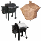 Camp Chef Pellet Grill &amp; Smoker DLX, Black, with Tan Patio Cover, PCPG24L, and Blanket for 24in Pellet Grills, Grey, PG24BLKL