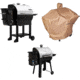 Camp Chef Woodwind Wi-Fi 24 Pellet Grill, Stainless/Black, with Tan Patio Cover, PCPG24L, and Blanket for 24in Pellet Grills, Grey, PG24BLKL