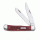 Case 6254 SS Pocket Worn Old Red Trapper  Clip and Spey BladesFolding Knife, Red Bone Handle, 4 1/8 00783
