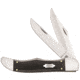 Case Black Canvas Laminate - Folding Hunter Blade, 10265 SS w/Leather Sheath, 23131