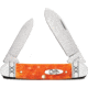Case Canoe Cayenne Bone Folding Knife, 3.63in Closed, Mirror Spear/Pen Blades, Cayenne Crandall Jigged Bone Handle, 35818