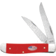 Case Mini Trapper American Workman Folding Knife, 3.5in Closed, Carbon Steel, Stonewash Clip/Wharncliffe Blades, Red Smooth Synthetic Handle, 73927