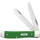 Case Mini Trapper Green Synthetic Folding Knife, 3.5in Closed, Mirror Clip/Spey Blades, Green Smooth Synthetic Handle, 53391