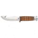 Case Mushroom Cap Leather Hunter Gut Hook Blade, 375-4G SS w/Leather Sheath, 10340