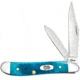 Case Caribbean Blue Bone - Sawcut Jig Peanut Folding Knive, Surgical Steel Clip and Pen Blades, Caribbean Blue Bone Handle, 2.875in Closed, 25596