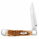 Case Peach Seed Jig Kickstart TrapperLock Folding Knive w/Belt Clip, Surgical Steel Clip Blade, Amber Bone Handle, 4.125in Closed, 30090