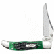 Case Pocket Worn Peach Seed Jig Kickstart Mid-Folding Hunter Knive w/ Belt Clip, Surgical Steel Blade, Bermuda Green Bone Handle, 4in Closed, 09782