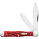 Case Swell Center Jack Red Bone Folding Knife, 3in Closed, Carbon Steel, Mirror Clip/Pen Blades, Dark Red Jigged Bone Handle, 31959