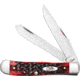 Case Trapper Crimson Peach Seed Folding Knife, Mirror finish stainless clip and spey blades, Crimson peach seed jigged bone handle, 27380