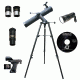 800x80mm Astronomical Red Led Light Reflector Telescope Kit,Black Granite