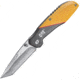 Caterpillar Linerlock Folding Knife, 3in Satin 7Cr17Mov SS Tanto Blade, Aluminum Handle, Thumb Stud, Pocket Clip, Yellow And Black Handle, 980047