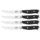 Chicago Cutlery Armitage Steak Knives, 4.5&quot; satin finish partially serrated high carbon s, Black polymer handle, 1132352