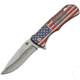 China Made America Linerlock A/O Folding Knife, 4.5in Closed, 3.5in Satin SS Drop Point, Aluminum, 300464-GB