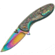 China Made Deer Linerlock Spectrum A/O Folding Knife, 4.5in Closed, 3.25in Spectrum Titanium Coated SS Drop Point, Spectrum Titanium Finish SS, Spectrum, 300428-RB