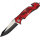 China Made Eagle Rescue Linerlock Folding Knife,3.25in,Two Tone Stainless Blade,Black Alum Handle Red Overlay CN300257RD