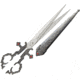 China Made Gray Renaissance Scissors, Renaissance Scissors, 9.88in Overall, 5.25in Satin SS Blades, Gray Aluminum Handles, Gray ABS Scabbard, Gray, 100554-SL