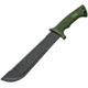 China Made Hunter Field Machete Knife, 10 black finish sawback stainless blade, Green rubber handle, 211503