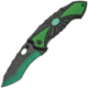 China Made Linerlock A/O Folding Knife, 4.5in Closed, 3.25in Two-Tone Finish SS Blade, Black/Green Checkered Aluminum, Black/Green, 300445-GN
