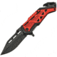 China Made Linerlock A/O Folding Knife, 4.63in Closed, 3in Black SS Clip Point Blade, Black/Red Aluminum, Black/Red, 300462-RD