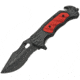China Made Linerlock A/O Folding Knife, 5in Closed, 3.75in Black Partially Serrated SS Blade, Black/Red Aluminum, Black/Red, 300446-RD