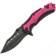 China Made Linerlock A/O Folding Knife, 5in Closed, 3.75in Black SS Blade, Black/Pink Aluminum, Black/Pink, 300461-PK