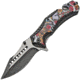 China Made Linerlock A/O Folding Knife, 5in Closed, 3.75in Two-Tone SS Blade, Black Nylon, Black, 300473