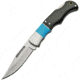 China Made Lockback Pakkawood Folding Knife, 2.5in Satin SS Clip Point Blade, SS Bolster, Black Pakkawood And Faux Turquoise, 211449-BK