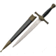 China Made Macleod Dagger with Scabbard, Macleod Dagger, 11.75in Overall, 7.5in Satin SS Dagger Blade, Black Sculpted Plastic Handle, Cast Metal Guard And Pommel, Black Plastic Scabbard, Black, 211355