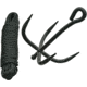 China Made Ninja Grappling Hook with Finish SS Construction, 12in Fixed Blade Knife, Measures 12in Overall Assembled, Four 4 1/2in Hooks, Black SS Construction, Black Cord Included, Black, 211364