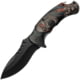China Made Skull Linerlock Folding Knife, 3.5" black finish stainless blade, Black ABS handle, 300507