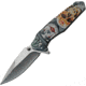 China Made Skull Linerlock Folding Knife, 3 satin finish 420 stainless blade, Aluminum handle, 300518