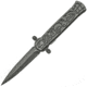 China Made Skull Web Linerlock A/O Folding Knife,3.75in,Stainless Steel,Dagger Blade,Stonewash,Stonewash,Stainless Handle CN300310SW