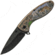 China Made Wildlife Linerlock Wolf Folding Knife, 3 black stonewash finish stainless blade, ABS handle, 300508-WF