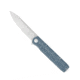 CobraTec Knives Large Kuzio Automatic Folding Knife, 3.75in, D2 Lightly Stonewashed, Drop Not Serrated Blade, Grey Handle, CTKUZIOGRYDNS