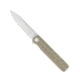 CobraTec Knives Large Kuzio Automatic Folding Knife, 3.75in, D2 Lightly Stonewashed, Drop Blade, Tan Handle, CTKUZIOTANDNS