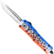 CobraTec Knives FS-3 Medium OTF Automatic Folding Knives, 3in, D2 Steel, Drop Serrated Blade, Cerakote/Lure Blue Handle, MFLBLUFS-3DS
