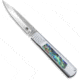 CobraTec Knives Gideon Automatic Folding Knife, 3in, Carbon Steel, Aluminum Abalone Handle, CTGSHRABA154