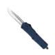 CobraTec Knives FS-3 Medium OTF Automatic Folding Knives, 3in, D2 Steel, Drop Serrated Blade, Nypd Blue Handle, MNYFS-3DS