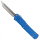 CobraTec Knives Mini Mamba Automatic Folding Knife, 2.25 in, D2 Steel Blade, Tanto Plain Blade, Blue Aluminum Handle, MKBLUMTNS
