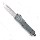 CobraTec Knives CTK-1 Small OTF Automatic Folding Knife, 2.75in, D2 Steel, Tanto Non-Serrated Blade, Grey Handle, SGYCTK-1STNS