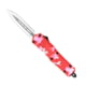 CobraTec Knives FS-3 Small OTF Automatic Folding Knife, 2.75in, D2 Steel, Dagger Non-Serrated Blade, Cerakote/Pink Handle, SPKCAMFS-3DAGNS