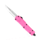 CobraTec Knives FS-3 Small OTF Automatic Folding Knife, 2.75in, D2 Steel, Drop Serrated Blade, Pink Handle, SPKFS-3DS