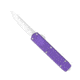CobraTec Knives Small Warrior OTF Knife, 2.25in, M390 Drop Non-Serrated Blade, Purple Handle, SCTWPURM390DNS